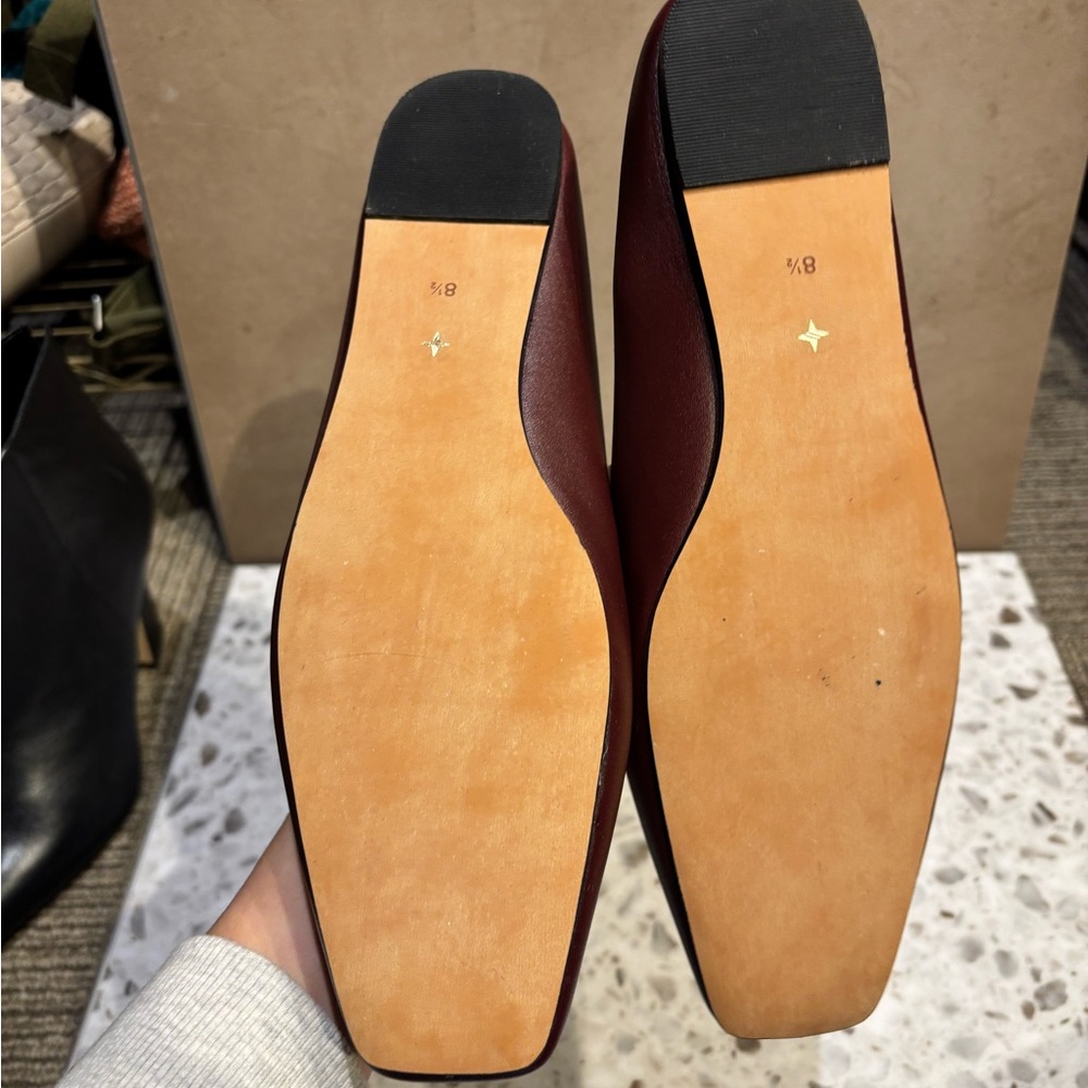 Tuckernuck Burgundy Leather Square-Toe Flats - Picture 3 of 3